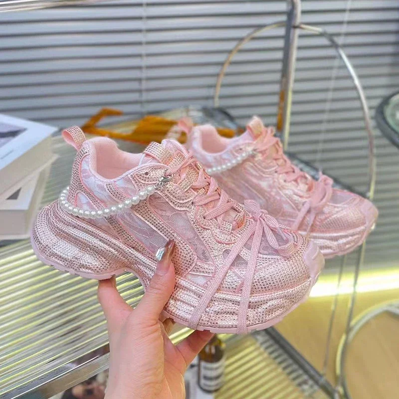 Crystal Mesh Fabric - Top Quality Sneakers Women Skate Shoes
