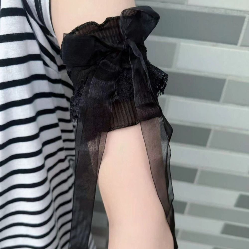 Fashion Lace Lolita Arm Sleeve - Lace Ribbon Trim recension och pris