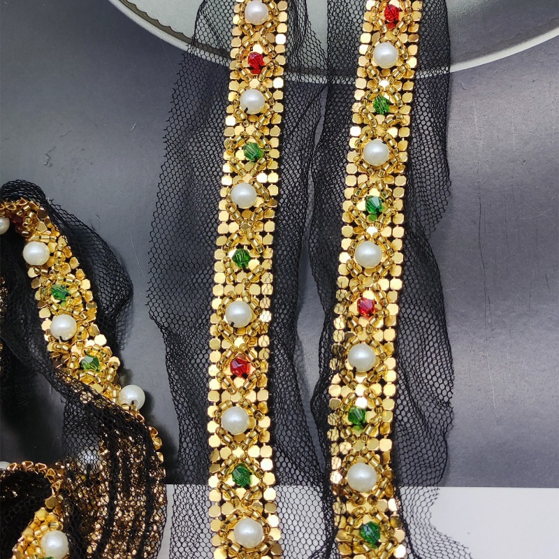 New Handmade Gold Beaded Lace  - Lace Ribbon Trim recension och pris