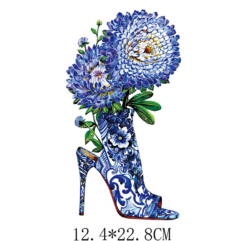 High heels flowers Iron On Pat - Applique Patch Flower recension och pris